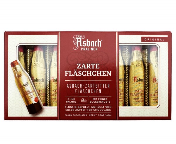 Asbach Zarte Fläschchen mit Weinbrandfüllung Zartbitter 8er 100g