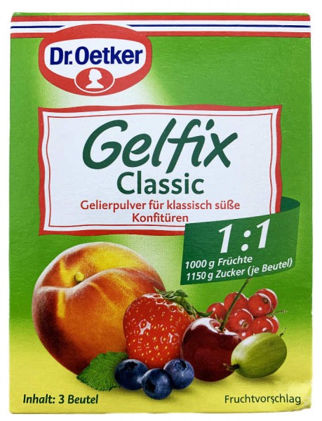 Dr. Oetker Gelfix Classic Gelierpulver für klassisch süße Konfitüren 3 Beutel 60g