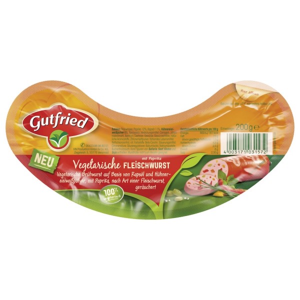 Gutfried Vegetarische Fleischwurst mit Paprika 200g