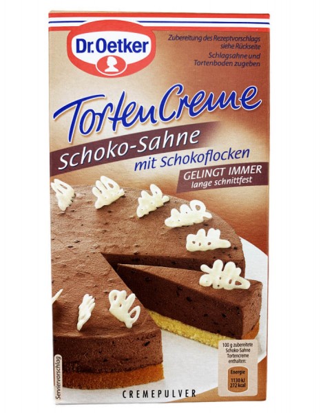 Dr. Oetker Tortencreme Schokolade Sahne mit Schokoflocken 170g