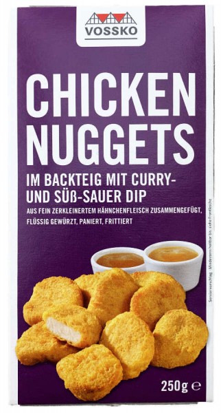 Chicken Nuggets mit Süß Sauer und Curry Dip 250g